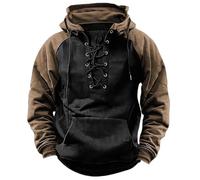 Generisch 2025 Uomo Inverno con Cappuccio Gioventù Felpa Uomo Abbigliamento da Lavoro Colorblocking Casual Felpa con Cappuccio Con Tasca, Nero , M