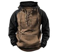 Generisch 2025 Uomo Inverno con Cappuccio Gioventù Felpa Uomo Abbigliamento da Lavoro Colorblocking Casual Felpa con Cappuccio Con Tasca, marrone, 3XL