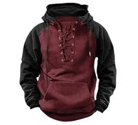 Generisch 2025 Uomo Inverno con Cappuccio Gioventù Felpa Uomo Abbigliamento da Lavoro Colorblocking Casual Felpa con Cappuccio Con Tasca, Colore: rosso, XL
