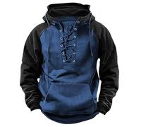 Generisch 2025 Uomo Inverno con Cappuccio Gioventù Felpa Uomo Abbigliamento da Lavoro Colorblocking Casual Felpa con Cappuccio Con Tasca, Blu, L