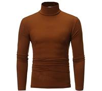 Generisch 2025: verso il basso Solido colore lungo sottile camicia da uomo con maniche per uomo camicia in vinile da uomo, caffè, M
