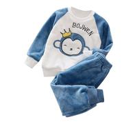 Generisch 2025 Vestiti Flanella Ragazzi Ragazzi Ragazze Manica Lunga con Pantaloni Invernale Caldo Morbido Morbido Soffice Pantaloni Pantaloni Pantaloni da jogging in Pile Family Set Natale, Blu, 12