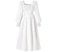 Generisch 2026 Abito da bambina stretto per ragazze e ragazzi con scollo quadrato in stile francese, maniche a sbuffo e vita delicata ed elegante, adatto per bambini di 8-13 anni., bianco, 11-12 Anni