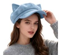 Generisch 2026 Berretto da uomo alla moda con design a orecchie di gatto, giapponese, tinta unita, carino otto berretto per tutti i giorni alla moda, Blu, Taglia unica