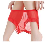 Generisch 2026 biancheria intima trasparente vita bassa per le donne, Colore: rosso, L