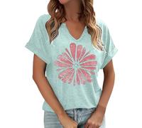 Generisch 2026, camicetta a maniche corte con scollo rotondo, stile casual, Verde menta, XL