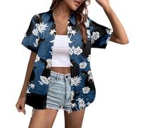 Generisch 2026 Camicetta a maniche corte dal taglio casual con colletto floreale alla moda, comoda e casual per tutti i giorni, tempo libero, materiale morbido, traspirante, design moderno ed elegante