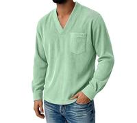 Generisch 2026 Camicia casual in velluto a maniche lunghe e colletto alto, top in tinta unita con bottoni, classica camicia casual da uomo nella vita di tutti i giorni, Gn2, L