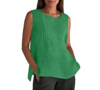 Generisch 2026 Canotta in lino senza maniche per grandi taglie dal taglio ampio come camicia da lavoro, comoda classica gilet da allenamento per le donne, B-verde., L