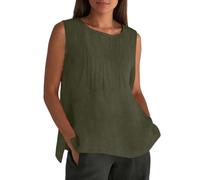 Generisch 2026 Canotta in lino senza maniche per grandi taglie dal taglio ampio come camicia da lavoro, comoda classica gilet da allenamento per le donne, b-dark, verde, 5XL
