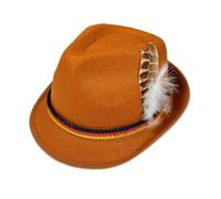 Generisch 2026, cappelli da festa della birra con cespuglio di piuma, da uomo, a tesa corta, cappello da ballo per street dance e jazz britannico, set classico per la primavera (Clothes D11-marrone