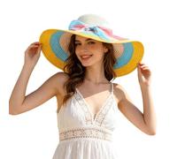 Generisch 2026, cappello da spiaggia con tesa larga, alla moda, per vacanze, tempo libero, compagno ideale per il mare e per le feste (giallo-5, M)