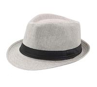 Generisch 2026 - Cappello traspirante CurlyStraw Cappello in lino Jazz Cappello Cilindro Outdoor Uomo Sun Baseball Caps Cap Bambina Estate 5 anni, grigio., Taglia unica