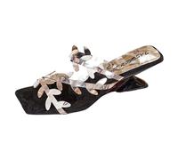 Generisch 2026 Ciabatte da donna alla moda con tacco a blocco, punta aperta, comode scarpe estive con supporto per l'arco del piede, suola antiscivolo, retrò traspirante, argento, 37 EU