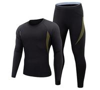 Generisch 2026 Completo intimo termico uomo foderato in pile Performance Pile Tacticalss, sport shapewear, set termico, Nero , XL