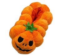 Generisch 2026 Coppia di pantofole da donna in peluche con volto a zucca, calde, con suola antiscivolo, scarpe leggere per Halloween (arancione, taglia unica)