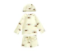 Generisch 2026 Costume da bagno a tre pezzi per ragazzi, rashguard, per ragazzi, costume da bagno per bambini, costume da bagno con cuffia da nuoto, beige., 12-24 mesi