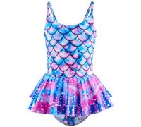 Generisch 2026 - Costume da bagno da bambina a squame di pesce vestito da ragazza fonte calda bambini costume da bagno bikini bambino 86, Celeste., 6-7 Anni