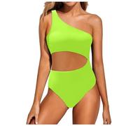 Generisch 2026 - Costume da bagno da donna One Shoulder monopezzo, costume da bagno da donna, copertura completa, buco della serratura, costume da bagno Baywatch da bagno donna rosso, giallo., L