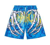 Generisch 2026 Costume da bagno da uomo, pantaloncini estivi da spiaggia con impronta a mano, pantaloni da uomo con tasche, Blu, L