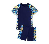 Generisch 2026 - Costume da bagno traspirante ad asciugatura rapida per ragazzi a maniche corte, set di due pezzi per ragazzi cose Cool, giallo., 150/5XL
