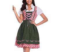 Generisch 2026 Costume di Halloween da donna, 3 pezzi, 1 vestito + 1 grembiule + 1 cinturino in seta Oktoberfest Fat People's Tradizionale Folk Style Abito da birra Festival Party Ball Dress (M)