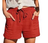 Generisch 2026 - Donna estate moda vita alta gamba dritta sport casual pantaloncini sciolti con coulisse pantaloncini con tasche elastico per il tempo libero pantaloncini da pattinatore pantaloncini
