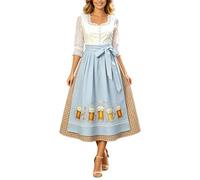 Generisch 2026, elegante abito da sera per feste della birra, cosplay, con lacci, lunghezza fino a terra, formale, ispirato alla storia, per palcoscenico, feste, Azzurro, S