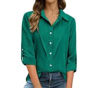 Generisch 2026 Elegante camicia a maniche lunghe in tinta unita con abbottonatura nel classico design della canotta traspirante, adatta all'uso quotidiano, verde, L