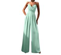Generisch 2026 - Estate Elegante Scollo A V Playsuits Senza Maniche Backless Temperamento Tuta Pantaloni Sciolti con Gamba Ampia Tuta Da Sci Un Pezzo, Verde menta, S