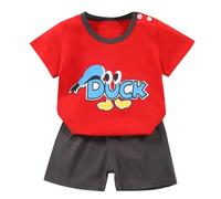 Generisch 2026 - Estate ragazzi e ragazze a maniche corte Set di magliette a maniche corte per bambini e ragazze pantaloncini a maniche corte Set di due pezzi Abbigliamento per bambini 1 anno ragazzo