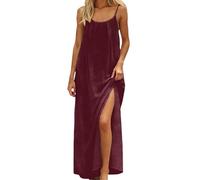 Generisch 2026 Febbraio Nuova camicia da notte elegante per ore accoglienti a casa - Camicia da notte morbida e comoda con schiena senza spalline Stile pronto all'uso, Vino, L