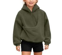 Generisch 2026 - Felpa da ragazza con motivo gatto cucciolo, spallacci, borse, felpe con cappuccio a maniche lunghe, verde militare, 3-4 Anni