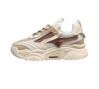 Generisch 2026 Flying Weaving Sneakers da donna - moda invernale a testa tonda con lacci, scarpe casual con suola spessa, beige., 40 EU
