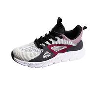 Generisch 2026 Flying Weaving Sneakers da donna Nuova moda coreana a testa tonda scarpe stringate casual con suola spessa, Colore: rosso, 43 EU Larga