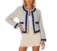 Generisch 2026 Giacca alla moda per il tempo libero come maglietta corta da donna - versatile moda autunnale con maniche lunghe girocollo ideale come cappotto elegante per tutti i giorni e l'ufficio
