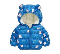 Generisch 2026 - Giacca invernale a maniche lunghe per bambini, con orecchie di orso, stile cartone animato, coniglio, cane, fragola (blu, 18-24 mesi)