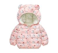 Generisch 2026 - Giacca invernale a maniche lunghe per bambini, con orecchie di orso, stile cartone animato, coniglio, cane, fragola (rosso anguria, 18-24 mesi)