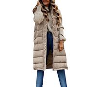 Generisch 2026 - Gilet da donna giacca invernale senza maniche cappotto lungo con cappuccio caldo piumino con tasche giacca da esterno maglione da donna cardigan retrò, beige., 5XL