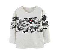 Generisch 2026 Halloween - Maglietta per bambini, autunno, con stampa a pipistrello, alla moda, girocollo, per bambini