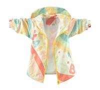 Generisch 2026 Impermeabile da ragazza, giacca a vento leggera con motivo arcobaleno colorato per capispalla autunnale, Colore: arancione., 11-12 Anni