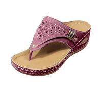 Generisch 2026 Infradito estive da donna con zeppa spessa suola scava fuori sandali Slide eleganti comode scarpe casual, Vino, 38 EU