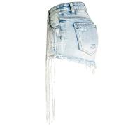 Generisch 2026 - Jeans da donna "Bar Bundy", gamba corta, con frange lunghe, catena drill, Azzurro, 3XL