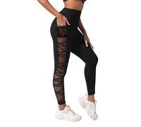 Generisch 2026 - Leggings da donna fitness a vita alta e marsupio Nine Quarter Yoga Pants Pole Dance, Nero , S