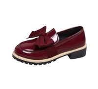 Generisch 2026 Loafer versatile con suola alta nel classico design britannico, scarpe casual tinta unita per tutto il giorno, Colore: rosso, 40 EU