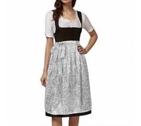 Generisch 2026, lunghezza gonna rosa, grembiule da donna per Dirndl tedesco, comodo, facile da pulire, tinta unita, di alta qualità, accessorio per feste tradizionali, festival, Oktoberfest, grigio