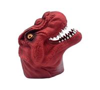 Generisch 2026 - Manichino da dinosauro rosso, testa in gomma realistica, per Halloween, per bambini, adulti, rosso, 14 cm