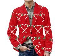 Generisch 2026 Natale Cord Blazer Giacca da uomo Motivo natalizio Giacca a coste Albero di Natale Fiocchi di neve Santa Giacca di Natale Inverno Calda Suit Slim Fit Sportivo Giacca, 01 rosso., 3XL