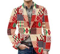 Generisch 2026 Natale Cord Blazer Giacca da uomo Motivo natalizio Giacca a coste Albero di Natale Fiocchi di neve Santa Giacca di Natale Inverno Calda Suit Slim Fit Sportivo Giacca, Colore: rosso, L