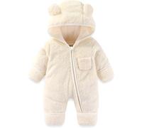Generisch 2026 - Neonato Orso Pagliaccetto Vestito Busta Guanti Piedi Ragazze Ragazzi Inverno Tuta Da Neve Abbigliamento In Pile Tuta Con Cappuccio Pigiama Corto Bambino, beige., 6-9 mesi
